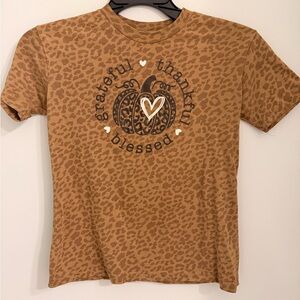 Grateful thankful blessed top-leopard print